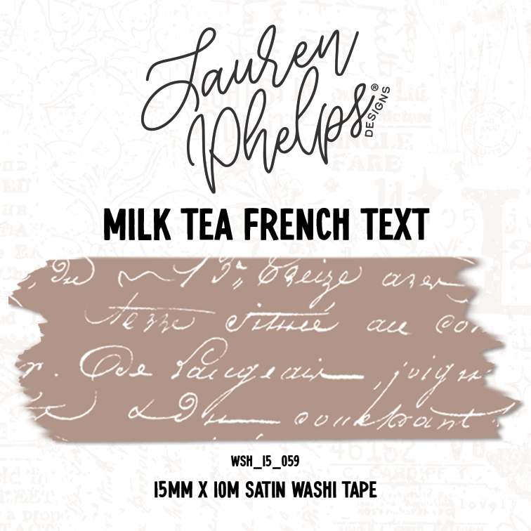 Milk Tea French Text 15mm Washi
