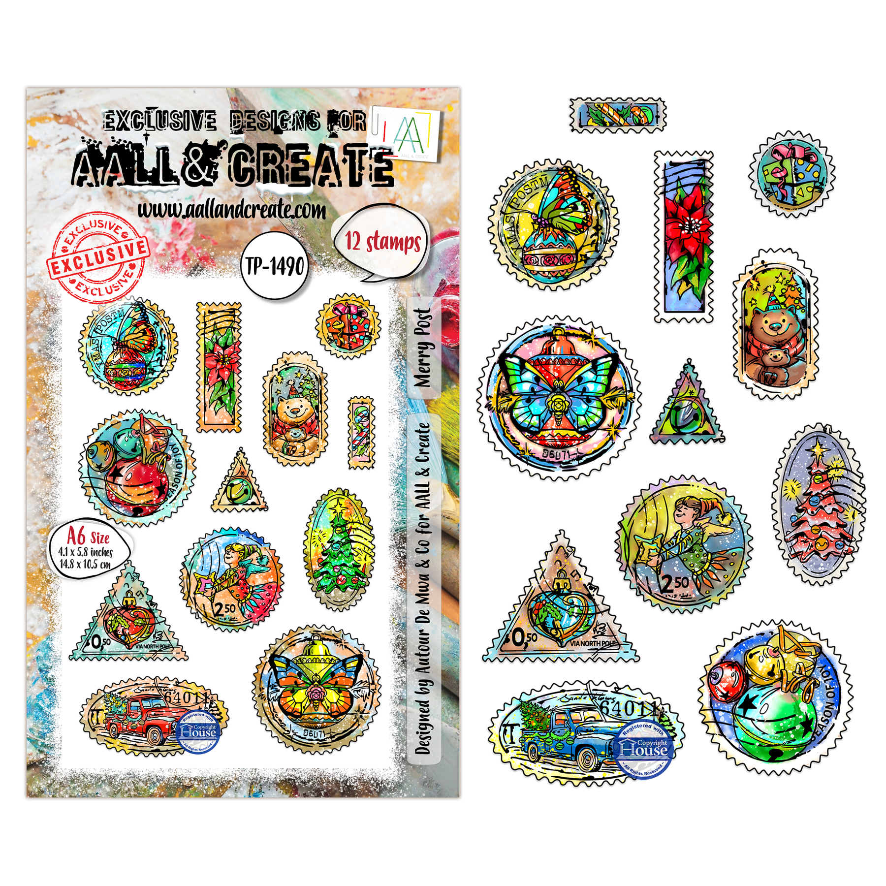 Merry Post A6 Stamp Set No. 1490