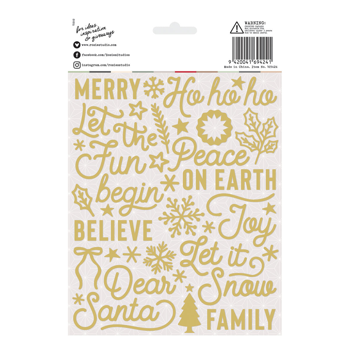 Sleigh Bells Ring Foil Puffy Sentiments Stickers