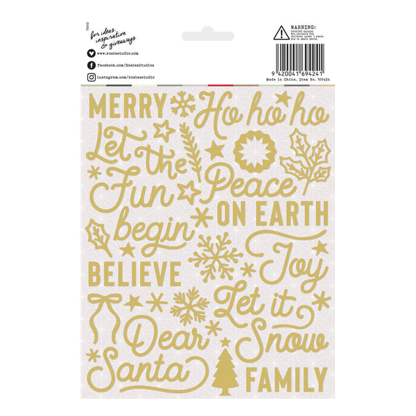 Sleigh Bells Ring Foil Puffy Sentiments Stickers