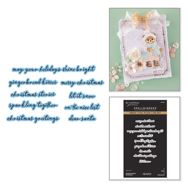 Christmas Blush Sentiments Press & Foil Plate + Die Set | Frank Garcia
