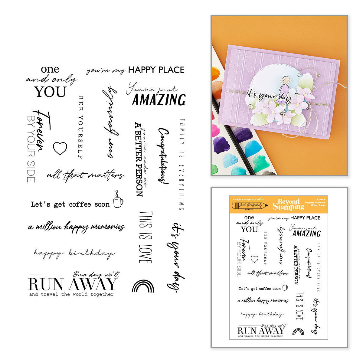 Beyond Stamping Evergreen Sentiments Clear Stamp Set | Josh Griffiths Studio