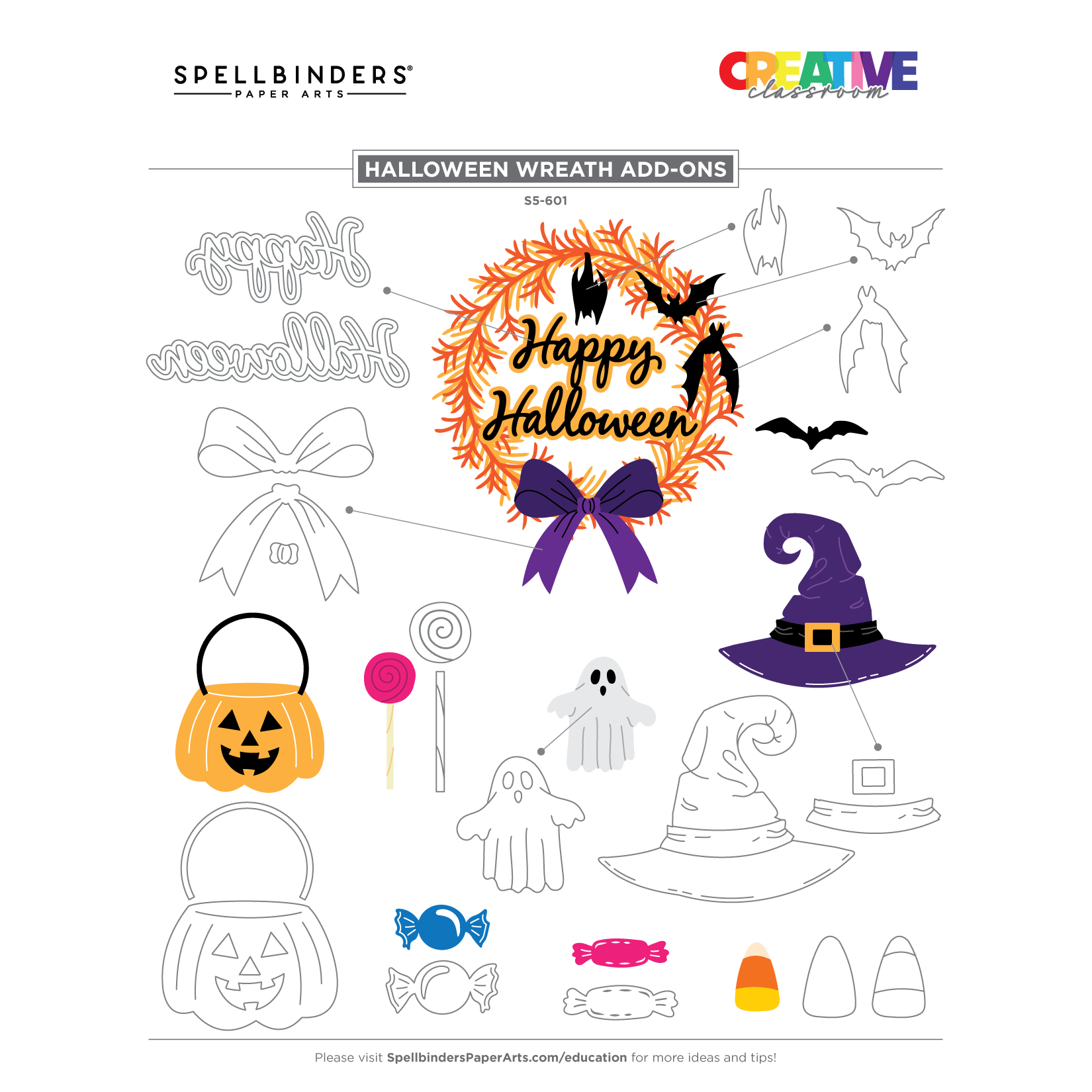 Halloween Wreath Add-Ons Etched Dies | Beautiful Wreaths Collection