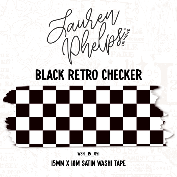 Black Retro Checker 15mm Washi