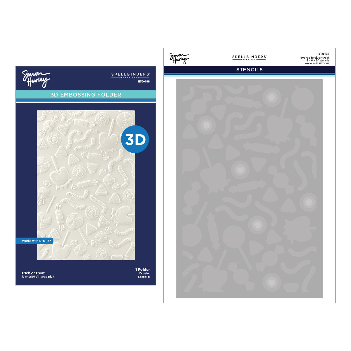 Trick or Treat 3D Embossing Folder + Stencil Bundle | Simon Hurley