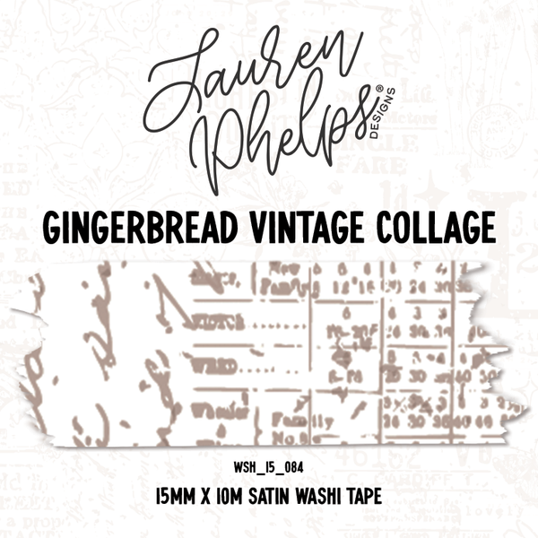 Gingerbread Vintage Collage 15mm Washi