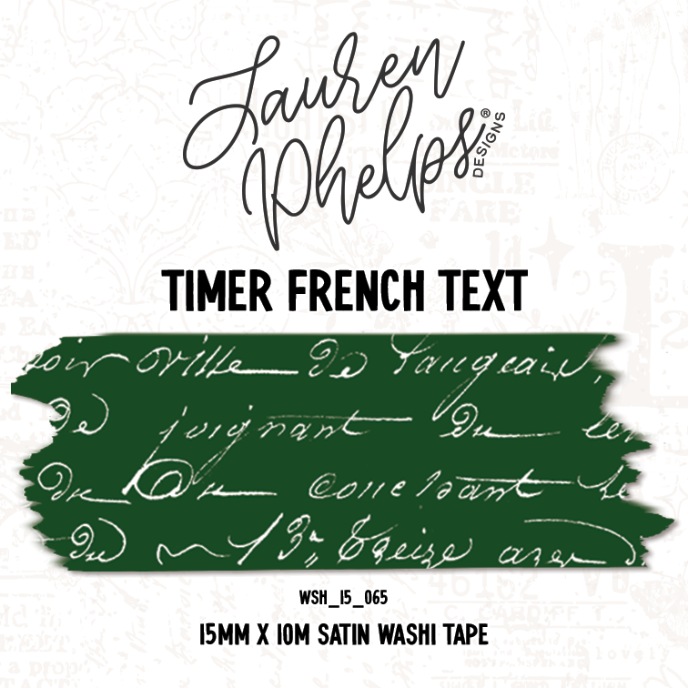 Timber French Text 15mm Washi