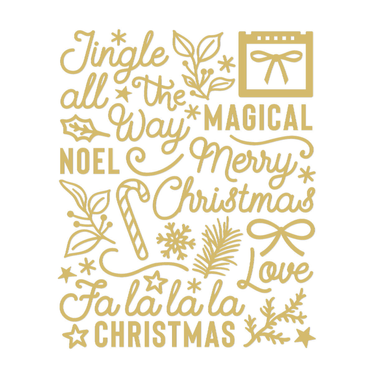 Sleigh Bells Ring Foil Puffy Sentiments Stickers