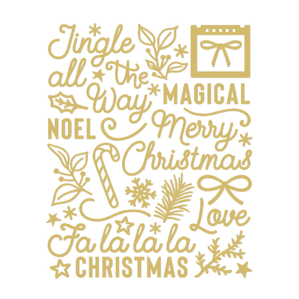 Sleigh Bells Ring Foil Puffy Sentiments Stickers
