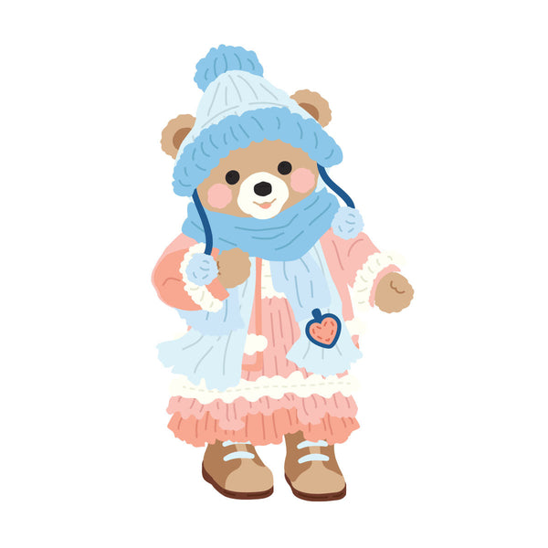 Bundled Up Winter Bear Etched Dies | Frank Garcia