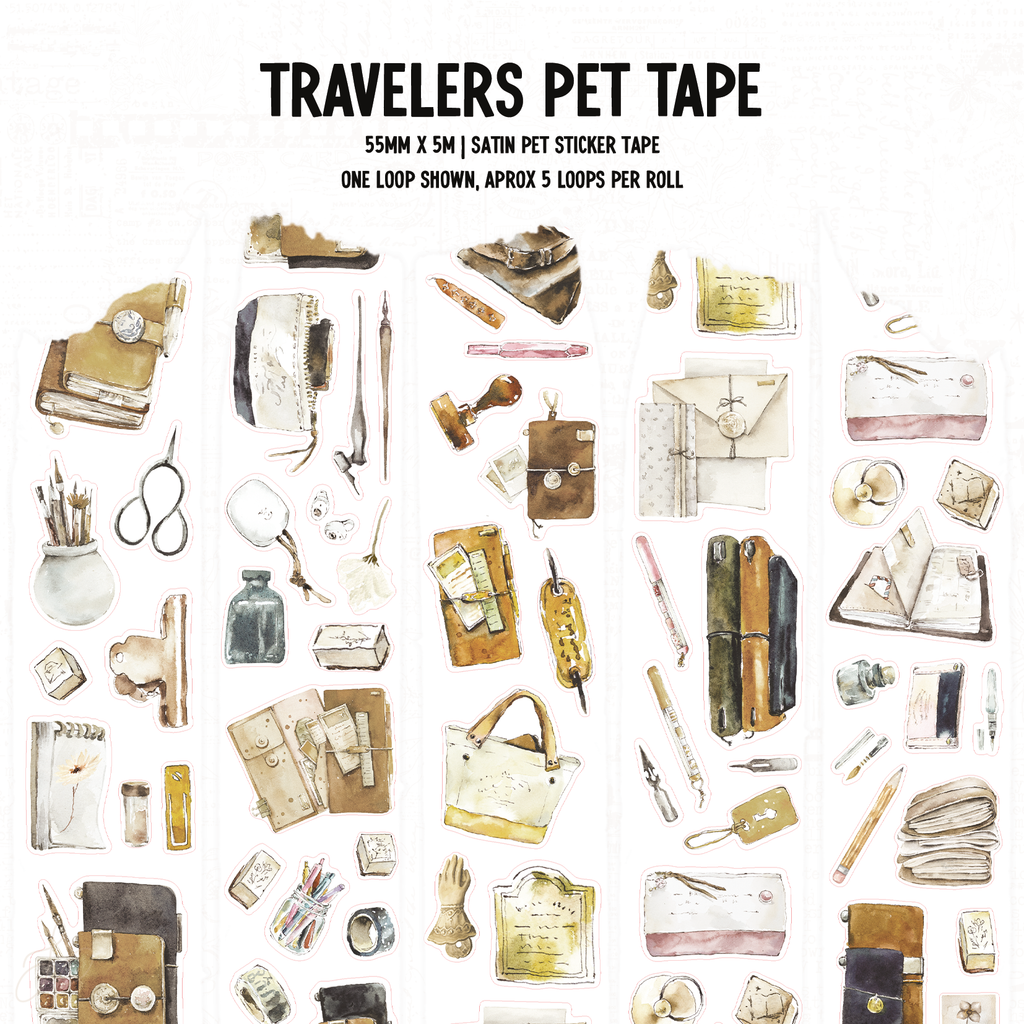 Journalish Travelers Kiss Cut Satin P.E.T. Tape 55mm
