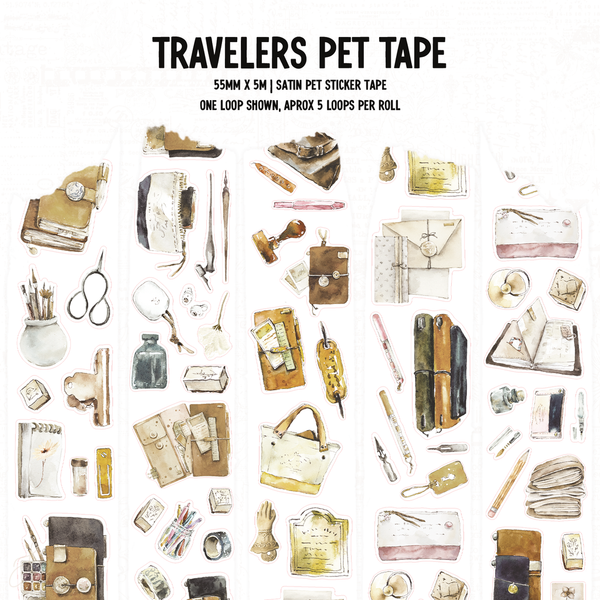 Journalish Travelers Kiss Cut Satin P.E.T. Tape 55mm