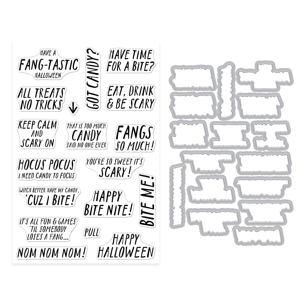 Bite Nite Sentiments Stamp + Cut Set