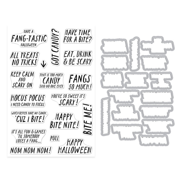 Bite Nite Sentiments Stamp + Cut Set