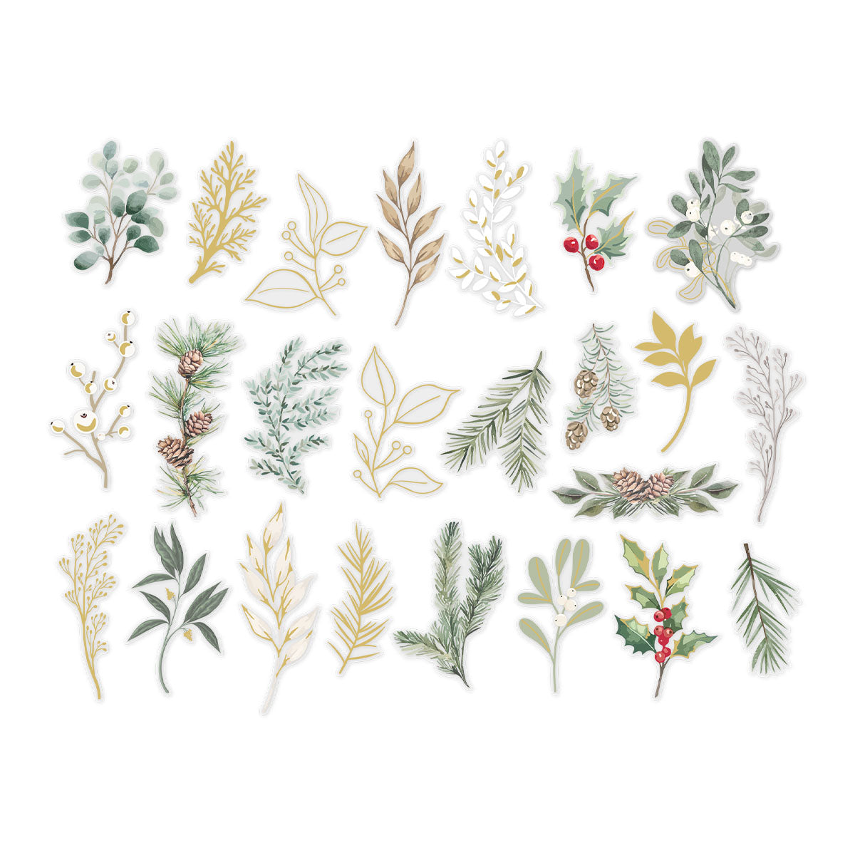 Sleigh Bells Ring Clear Foliage Stickers