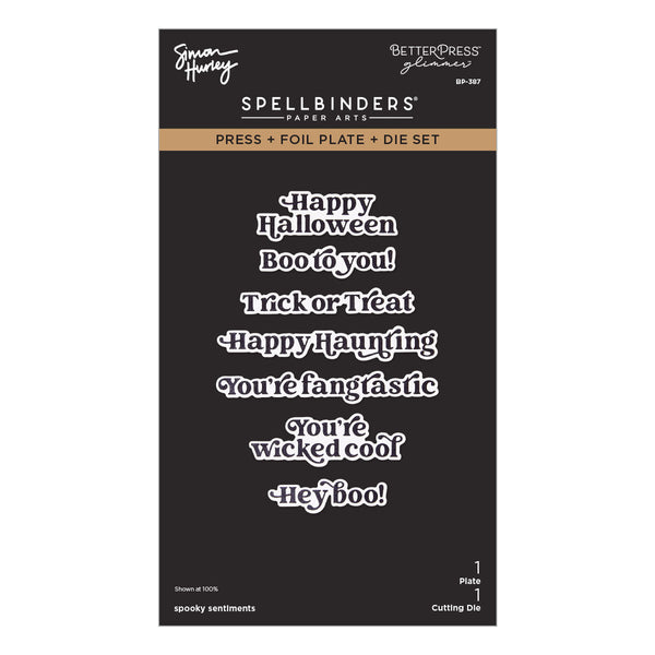 Spooky Sentiments Press & Foil Plate + Die Set | Simon Hurley