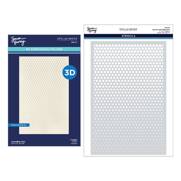 Cascading Dots 3D Embossing Folder and Stencil Bundle | Simon Hurley