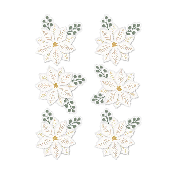 Sleigh Bells Ring Gold Poinsettias Dimensional Acetate Stickers