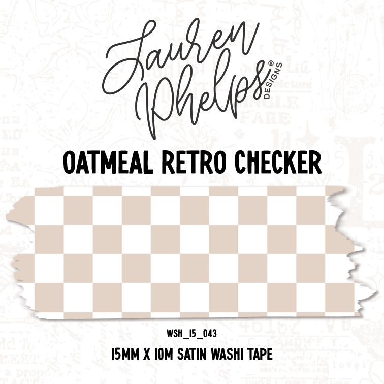 Oatmeal Retro Checker 15mm Washi