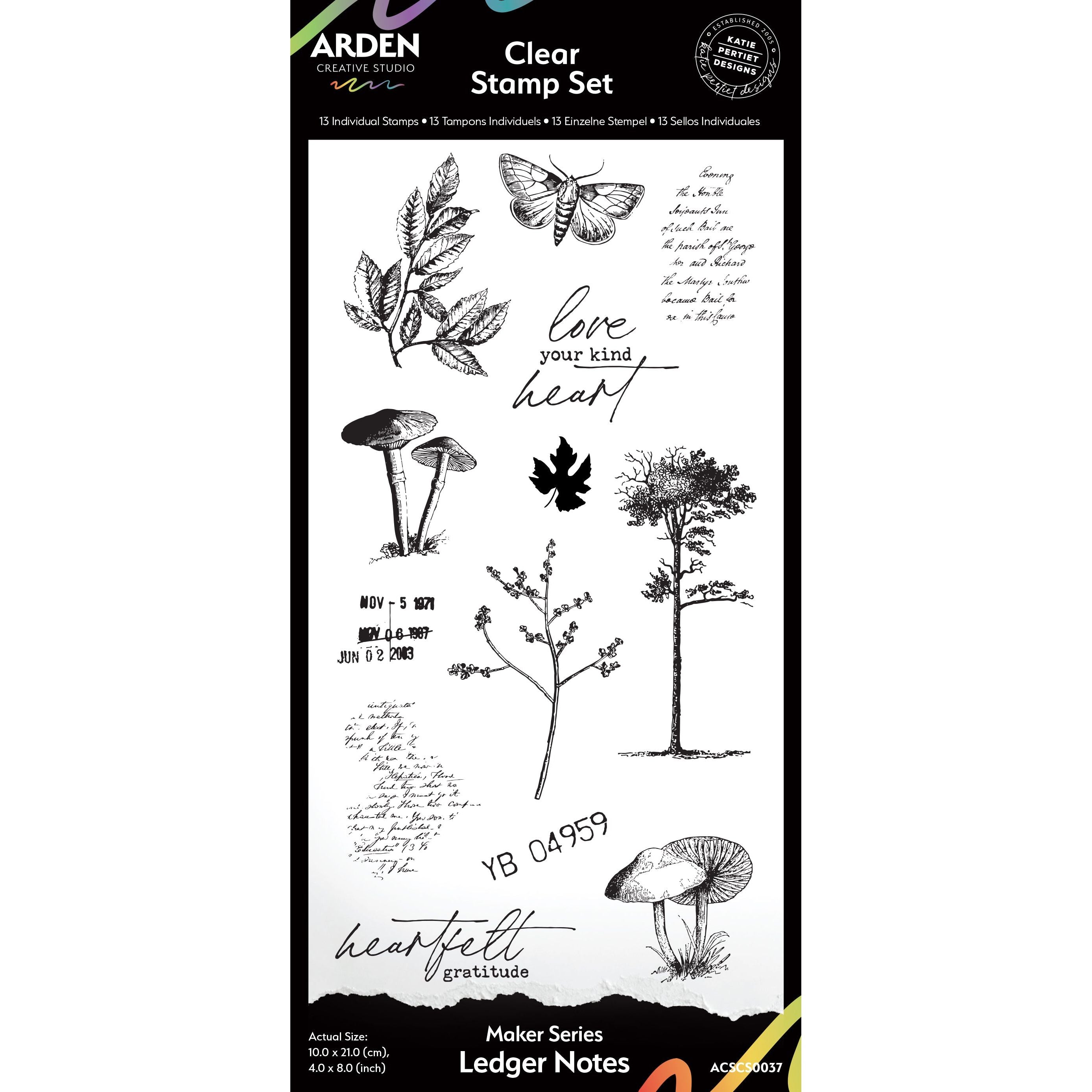 Ledger Notes 4x8 Clear Stamp Set | Maker Series