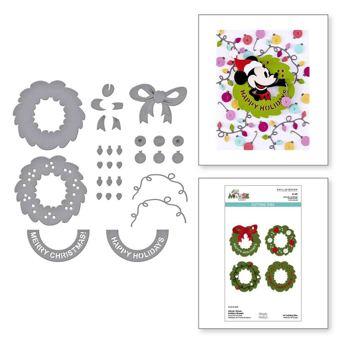 Classic Mouse Holiday Wreath Etched Dies