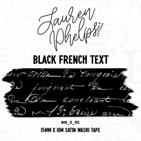 Black French Text 15mm Washi