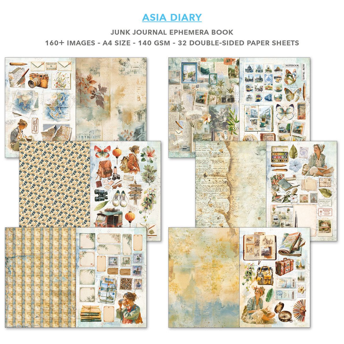 Asia Diary A4 Junk Journal & Ephemera Book