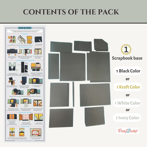 Black LapBook Folio Scrapbook Blank Precut Album Base