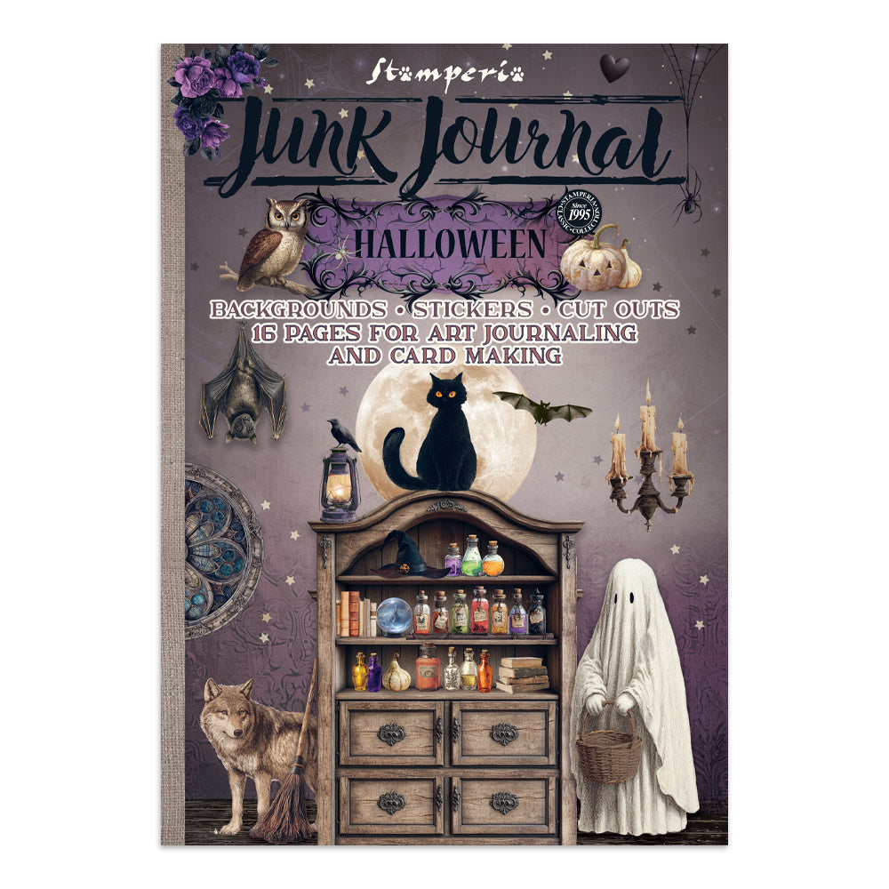 Halloween Junk Journal Book | Backgrounds, Stickers, and Cut-outs