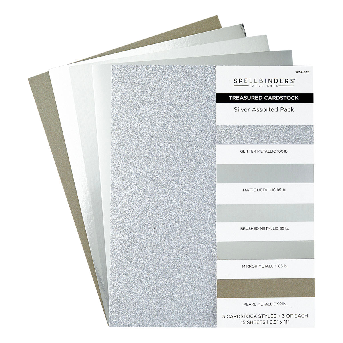 Silver Assortment Treasured Cardstock 15 Pack