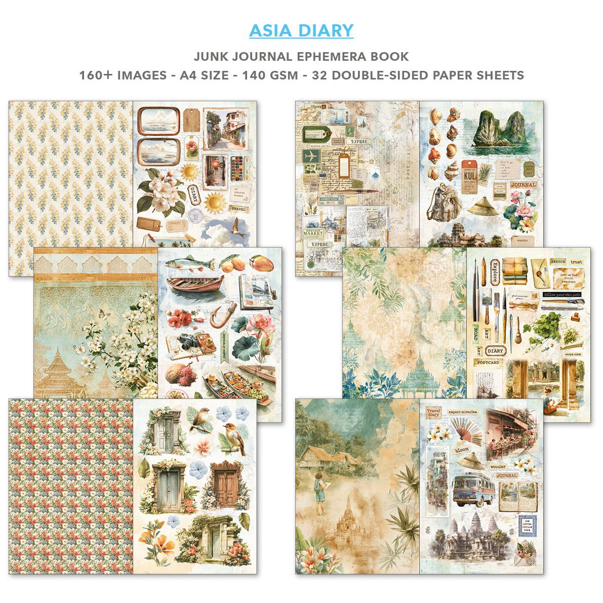 Asia Diary A4 Junk Journal & Ephemera Book