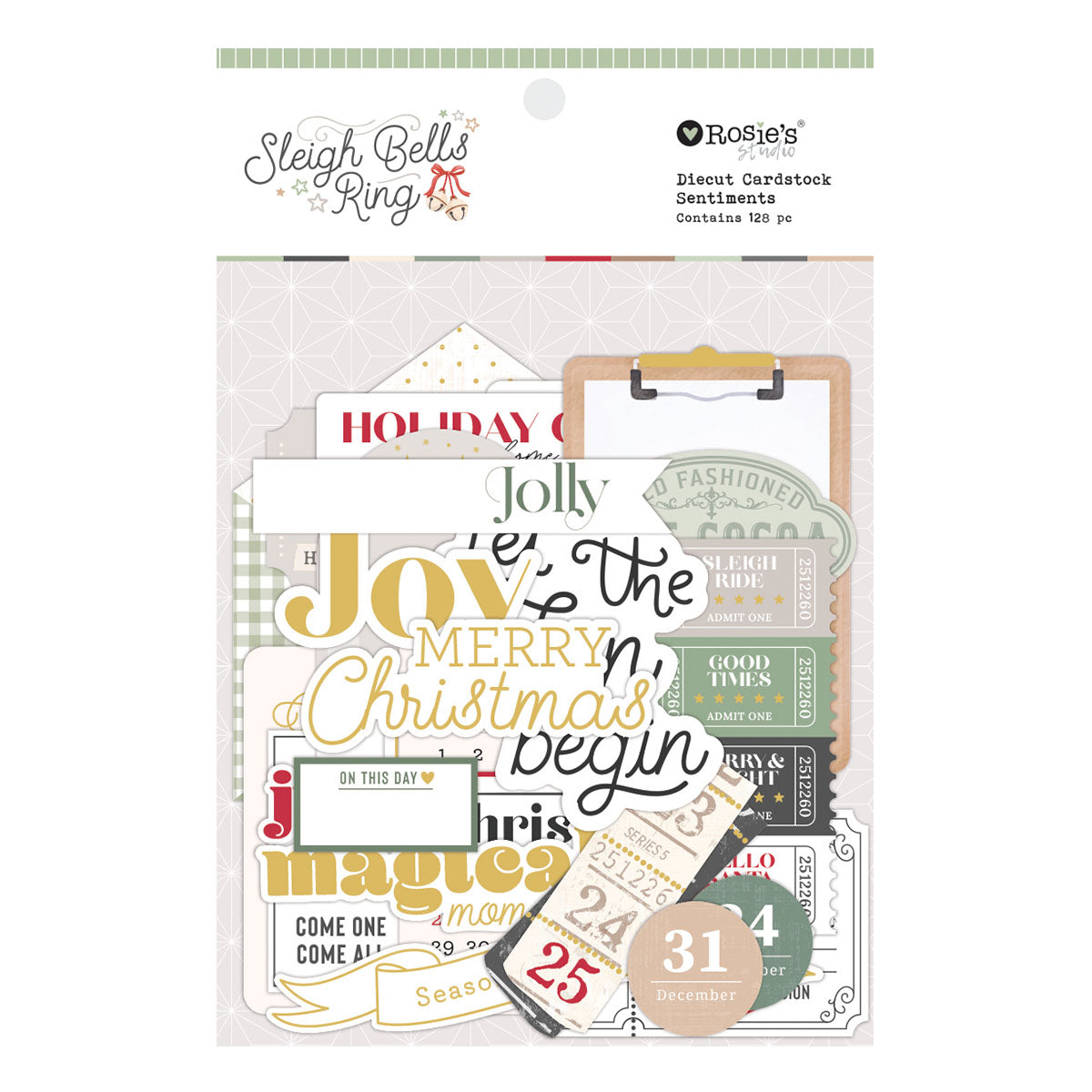 Sleigh Bells Ring Cardstock Diecut Sentiments
