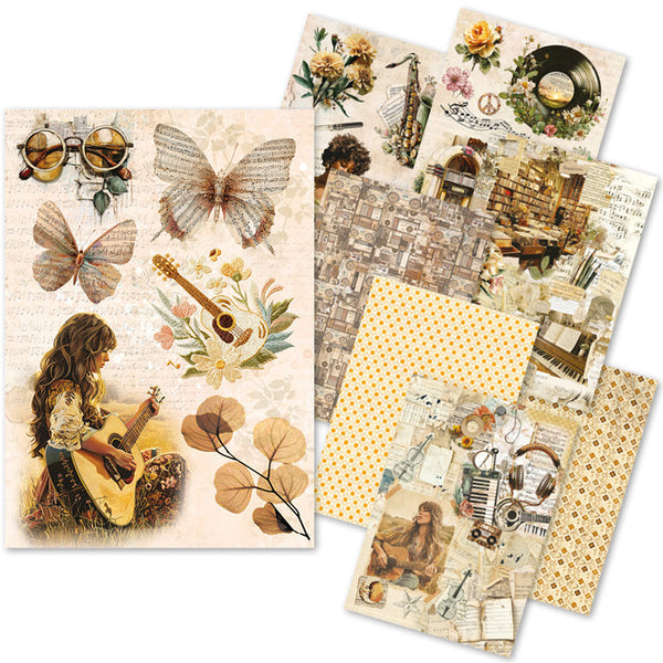Seventies A5 Mixed 8pc Rice Paper