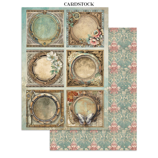 Gardens of Time Junk Journal Book | Backgrounds, Stickers, and Cut-outs
