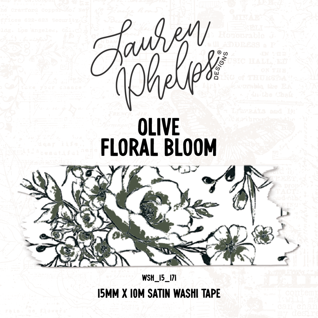 Olive Floral Bloom 15mm Washi