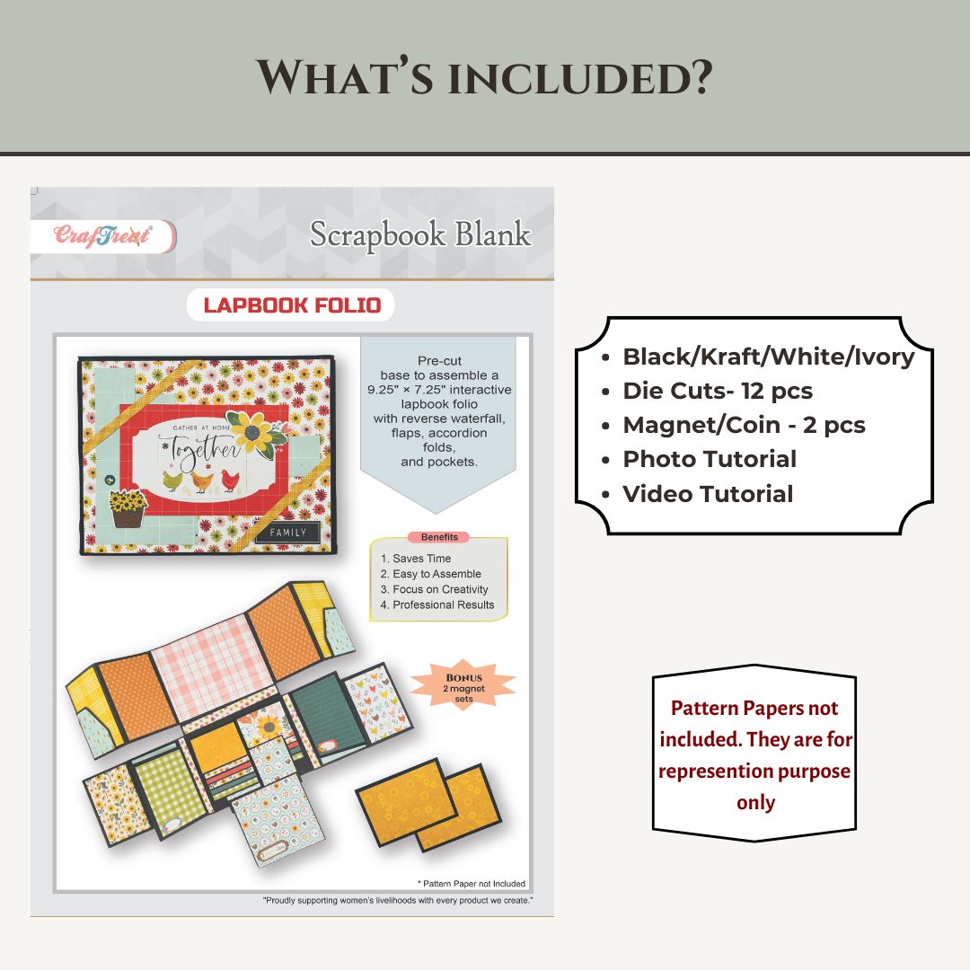 Black LapBook Folio Scrapbook Blank Precut Album Base