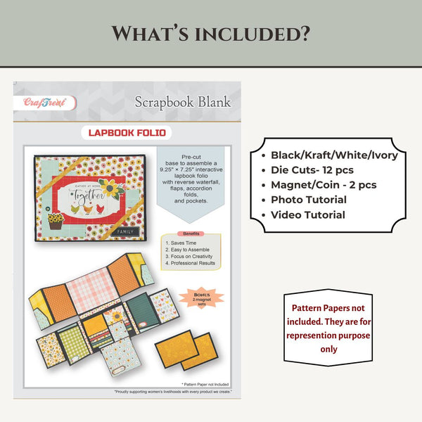 Black LapBook Folio Scrapbook Blank Precut Album Base