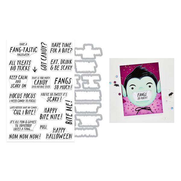 Bite Nite Sentiments Stamp + Cut Set