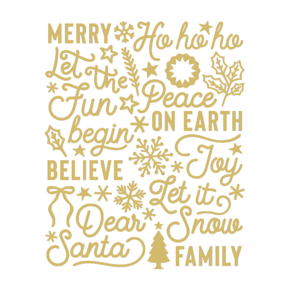 Sleigh Bells Ring Foil Puffy Sentiments Stickers
