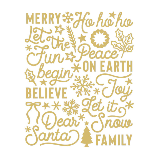 Sleigh Bells Ring Foil Puffy Sentiments Stickers