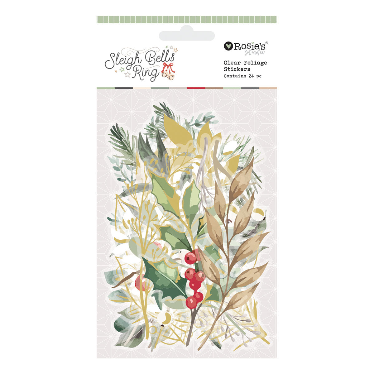 Sleigh Bells Ring Clear Foliage Stickers