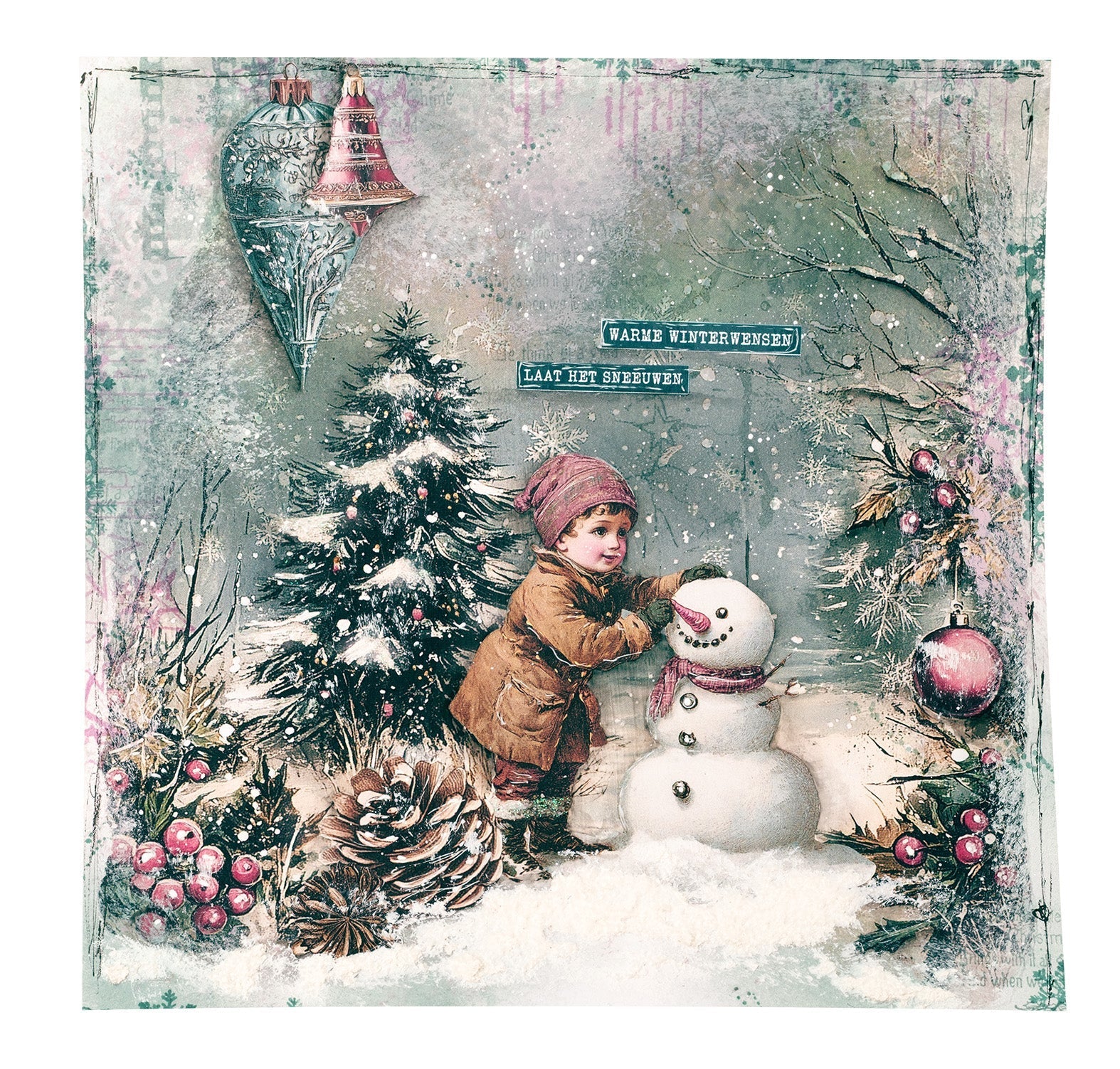 Christmas Blush Collage Die Cut Elements