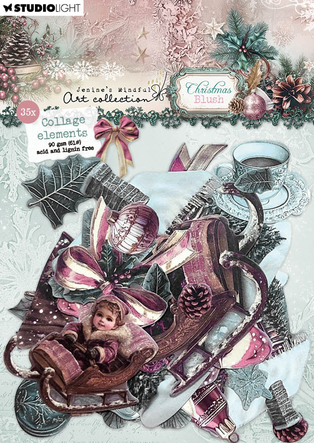 Christmas Blush Collage Die Cut Elements