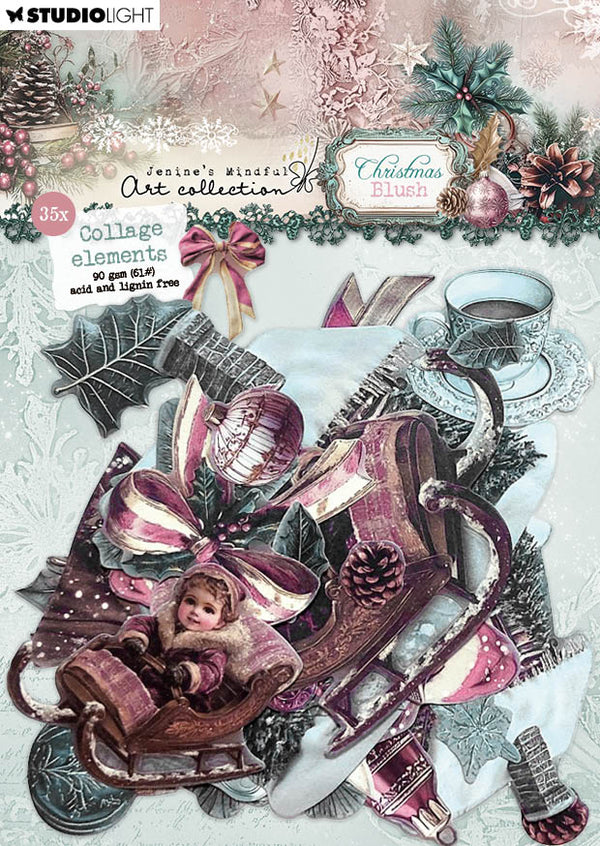 Christmas Blush Collage Die Cut Elements