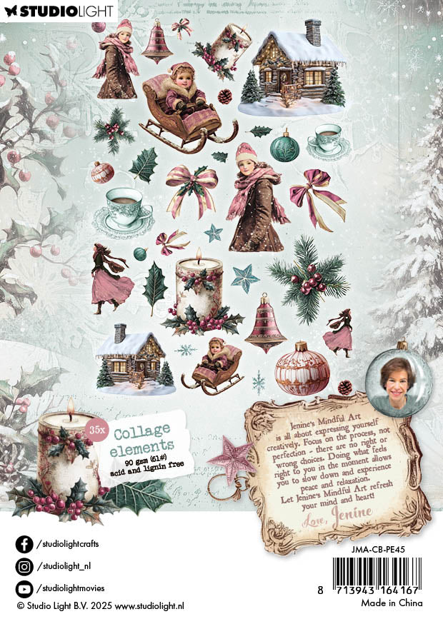 Christmas Blush Collage Die Cut Elements