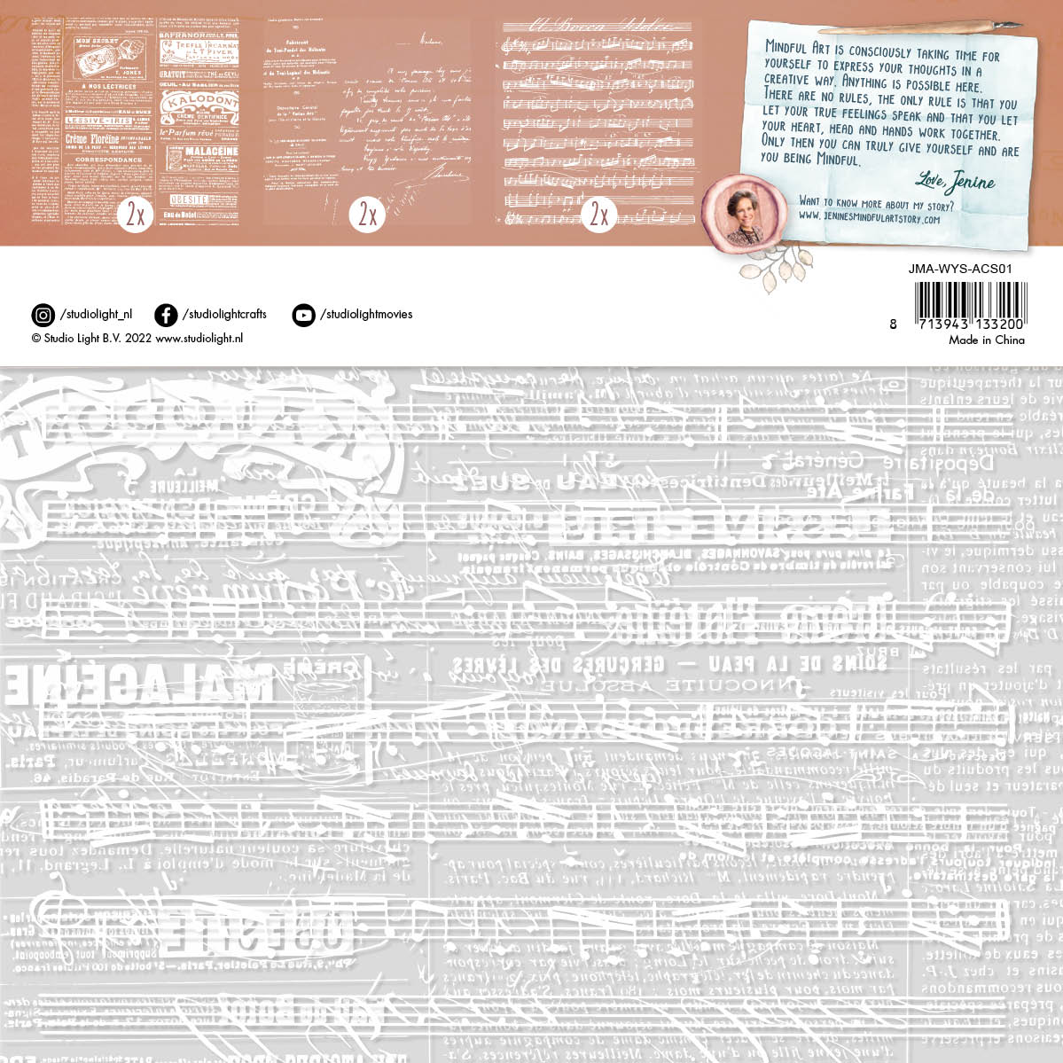 Newspaper, Annotation, and Music 8x8 Acetate Sheets 6pk | Jenine's Mindful Art