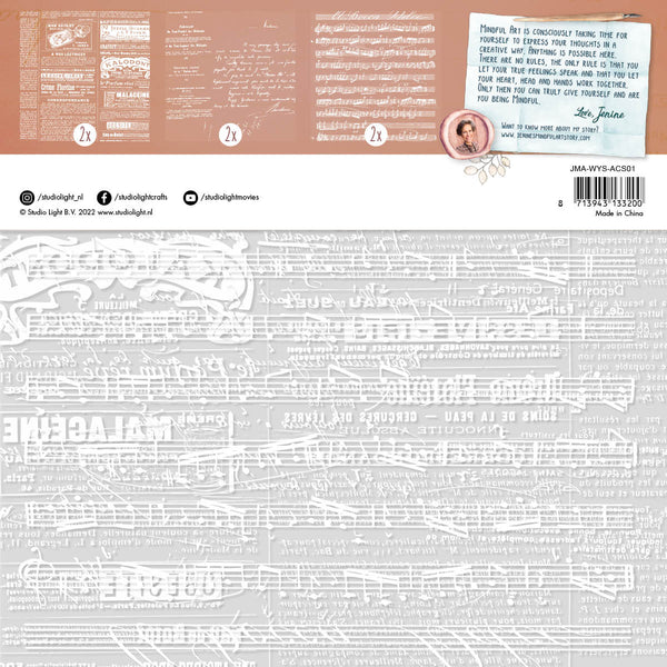 Newspaper, Annotation, and Music 8x8 Acetate Sheets 6pk | Jenine's Mindful Art