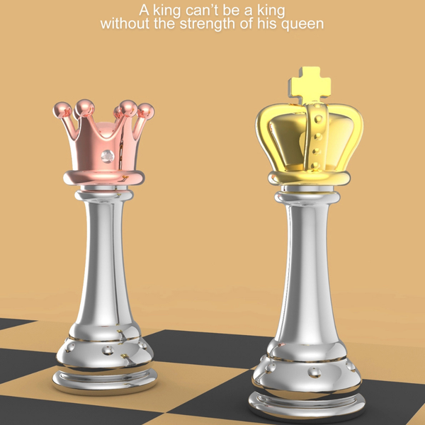 My King/My Queen Metal Chess Piece Keychains