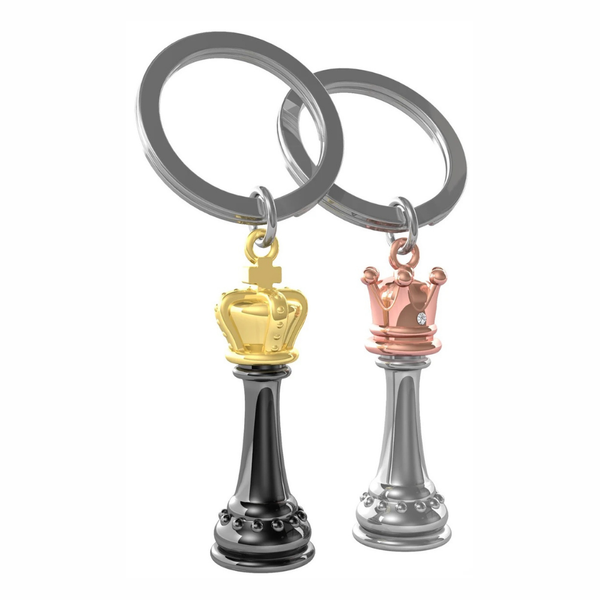 My King/My Queen Metal Chess Piece Keychains