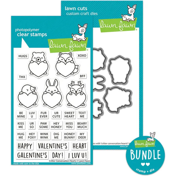Critter Conversation Hearts Stamp + Die Bundle